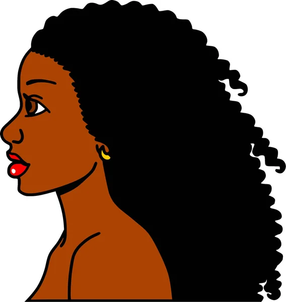 Black Woman Curly Hair — Stock Vector