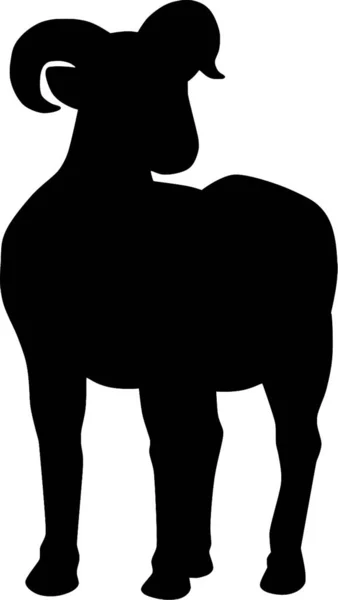 Dickhorn Schafe Tier Silhouette Vektor — Stockvektor