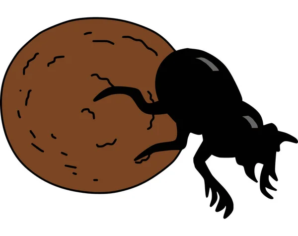 Dung Beetle Vector Bug Cartoon Insect Animal Natureza Ilustrações —  Vetores de Stock