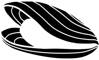 İstiridye Vektör Deniz Ürünleri Sembolü Siluet İllüstrasyon