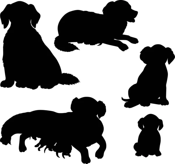 Golden Retriever Silhouettes Dog Vector Ilustrações — Vetor de Stock