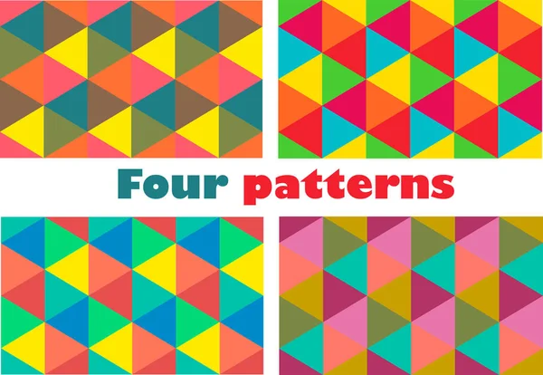 Dört Dikişsiz desen seti. Parlak, sarı, kırmızı, yeşil.
