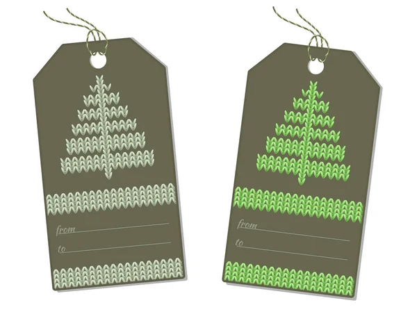 Chevrons, tricotés sur l'étiquette, vert. Vecteur — Image vectorielle