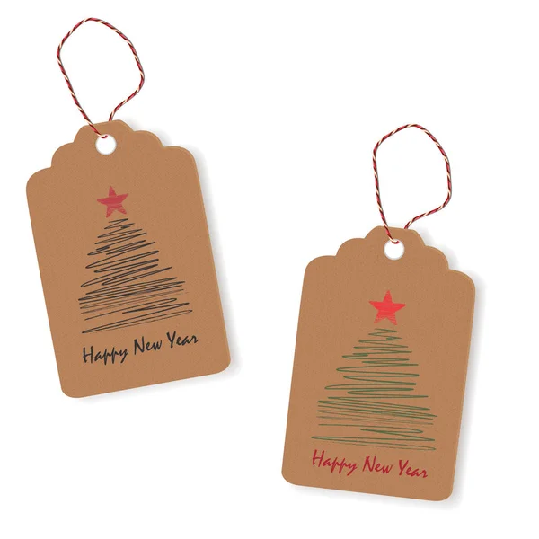 Tags avec arbres de Noël peints . — Image vectorielle