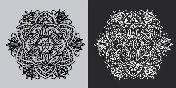 Mandala Guardanapo Preto Branco Branco Escuro — Vetor de Stock