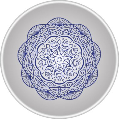 Bir plaka üzerinde mavi Mandala