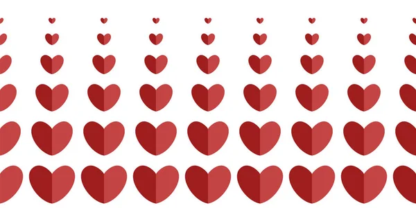 Webbordure Horizontale Cœurs Tailles Différentes — Image vectorielle