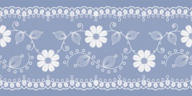 Çiçekli Dantel mavi bir arka plan üzerinde beyaz ışık. Vektör
