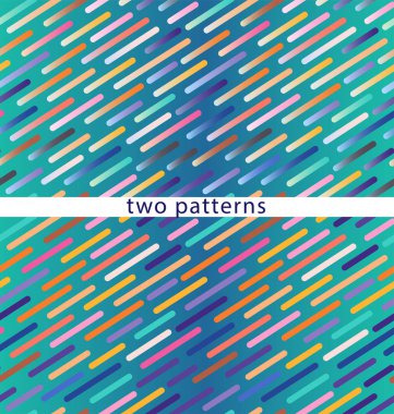 Bir mavi degrade arka plan üzerinde iki Dikişsiz desen renkli noktalı çizgiler bir açıyla. Vektör