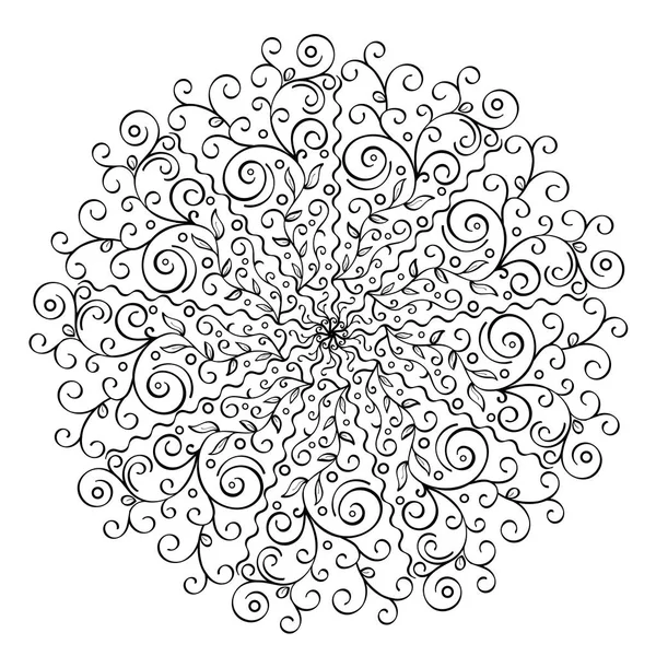 Patrón circular de encaje en forma de mandala. Página para colorear. Mandala vectorial con elementos abstractos sobre fondo blanco . — Archivo Imágenes Vectoriales