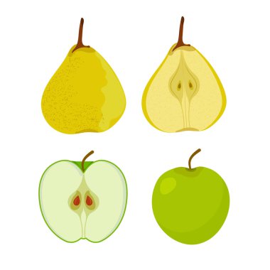 Webfruits. Elma, armut. Bahçe. Vektör