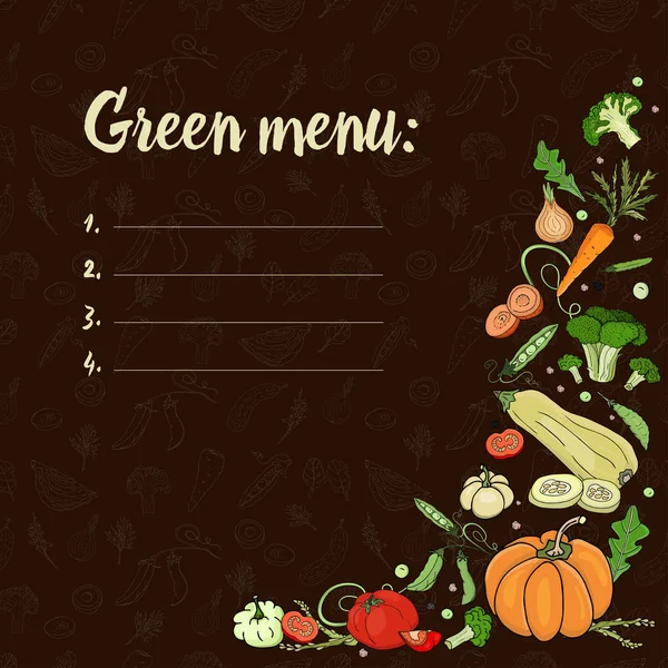 Mit Gemüse Auf Dunklem Hintergrund Eco Food Green Menü Gurken — Stockvektor