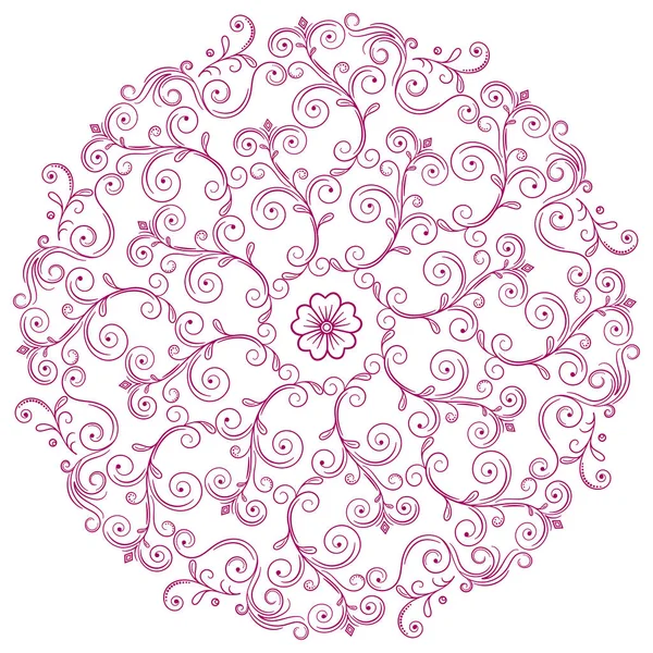 Guardanapo rosa de renda, mandala de flores e cachos. Ilustração vetorial — Vetor de Stock