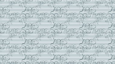 Çizgili bir arka plan ile mavi tonları Dikişsiz çiçek deseni. Vektör