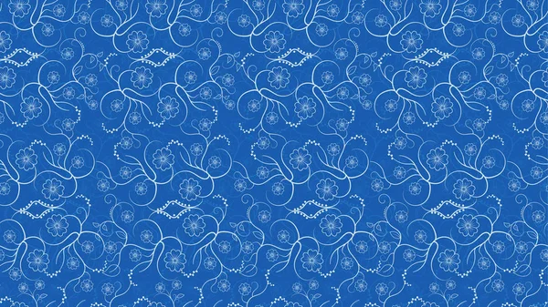 Бесшовный Узор Белых Кружевных Цветов Синем Фоне Ледяное Кружево Вектор — стоковый вектор