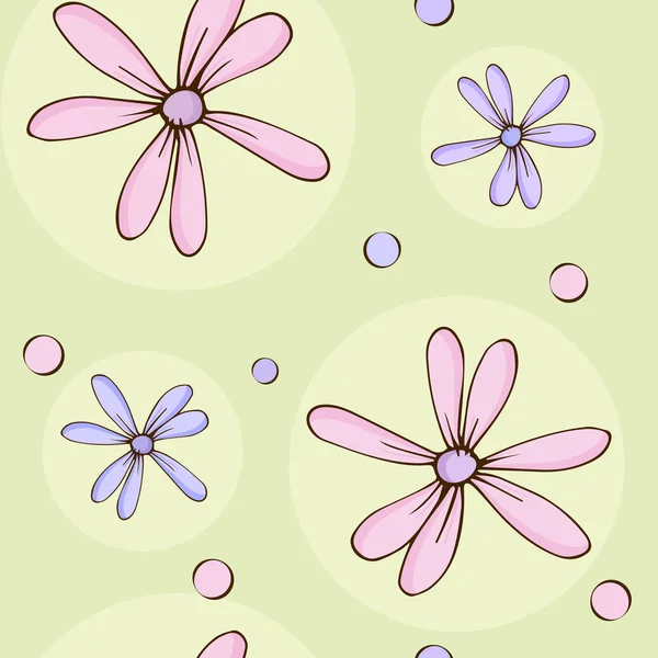 The pattern of delicate flowers on a green background. Vector. — Stock Vector