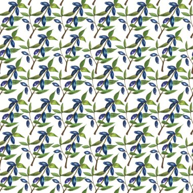 Beyaz arka plan üzerinde suluboya hanımeli meyveleri ile dikişsiz desen.