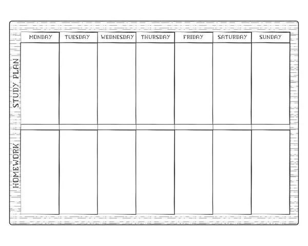 Wochenangelegenheiten und Gewohnheiten Planungsblatt. Zeitplan und Überwachung der Fortschritte. Liste der zu erledigenden Aufgaben — Stockvektor