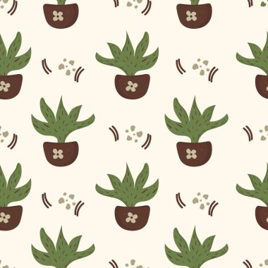 Kusursuz desenli bir saksıda sulanır. Vektör deseni.