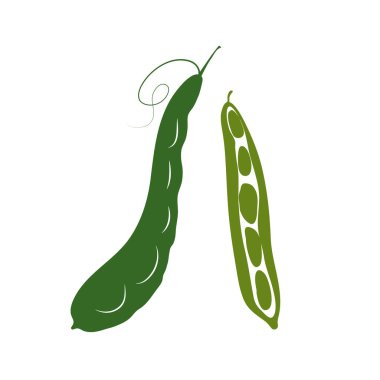 Beyaz arkaplanda izole edilmiş baklagillerin veya bezelyelerin vektör silueti.