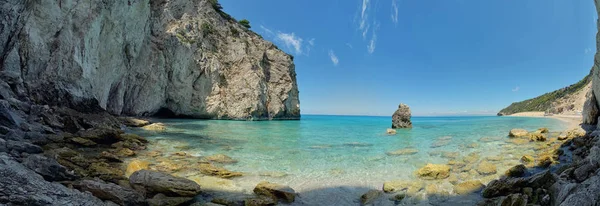 Panorama Playa Milos Isla Lefkada Grecia — Foto de Stock