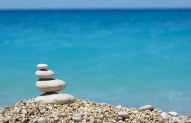 Yığını çakıl taşları Lefkada, Yunanistan