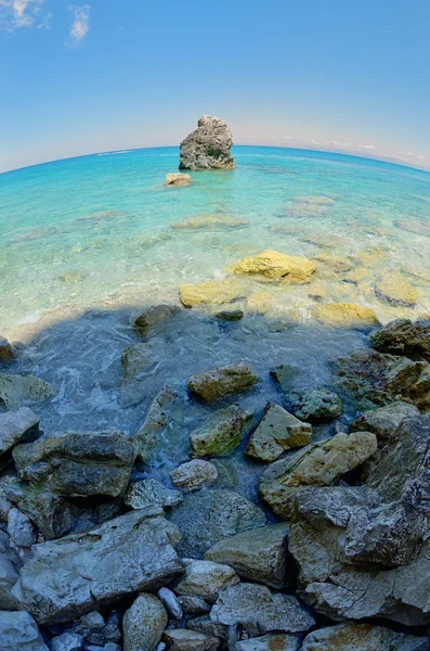 Aguas Azules Del Mar Jónico Cerca Agios Nikitas Lefkada — Foto de Stock