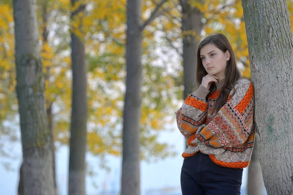 Portrait Teen Girl Autumn Forest — Stock Photo, Image