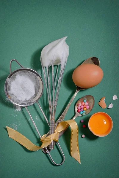 Konceptet Med Ingredienser Och Verktyg För Bakning — Stockfoto