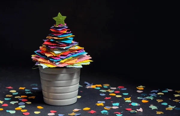Mini DIY papel árvore decoração de Natal — Fotografia de Stock