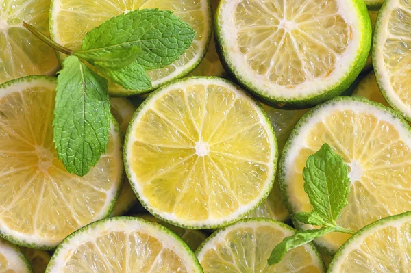 Čerstvé citronové řezy pozadí — Stock fotografie