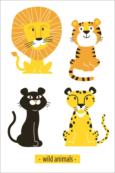 Vector Illustration Wild African Cats — Stock Vector