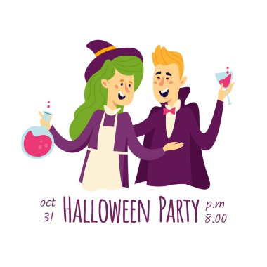 Vektör Cadılar Bayramı partisi afişi, el ilanı, poster, iniş sayfası  