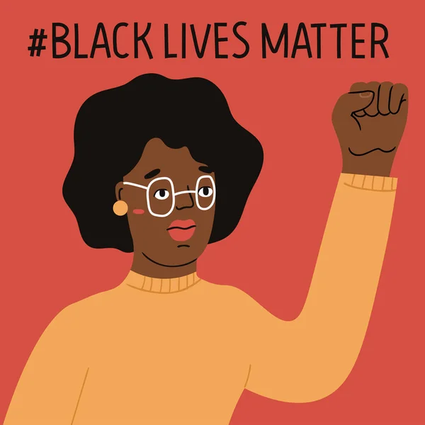 Надпись "Black Lives Matter". Протест, марш, пикет, демонстрация, борьба за права человека, свободу, равенство, против дискриминации, расизм концепции . — стоковый вектор