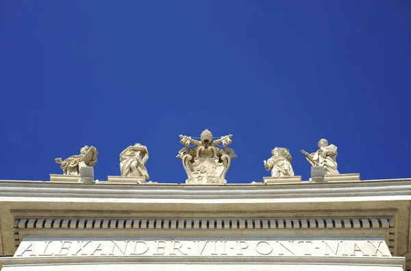 Détail Colonnade Baroque Saint Pierre Avec Belles Statues Saints Les — Photo