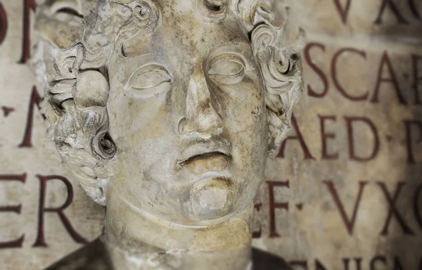 Статуя Колекція Класичної Моделі Тлі Стародавнього Латинської Напис Рим Італія — стокове фото