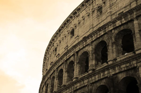 Una Sezione Della Facciata Del Colosseo Anfiteatro Flavio Roma Lazio — Foto Stock