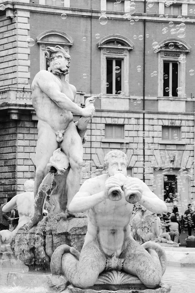 Fontana Del Moro Piazza Navona Berömda Torget Fylld Med Fontäner — Stockfoto