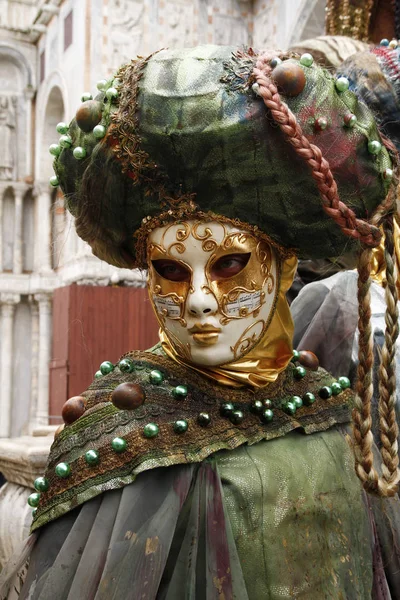 Bela Máscara Veneziana Praça São Marcos Durante Carnaval Veneza Itália — Fotografia de Stock