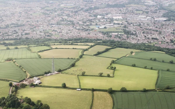 Aerial photo of the English Bristol countryside. The city in the background. Bristol, UK