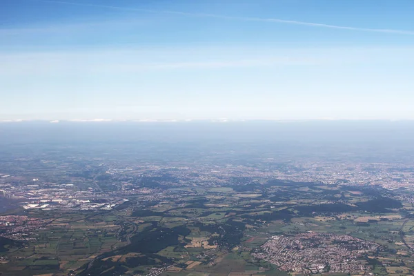 Aerial photo of the English Bristol countryside. The city in the background. Bristol, UK