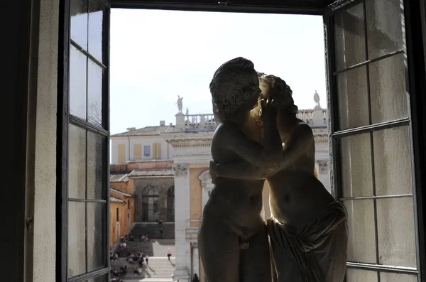 Famosa Statua Del Bacio Tra Cupido Psiche Famoso Museo Roma — Foto Stock