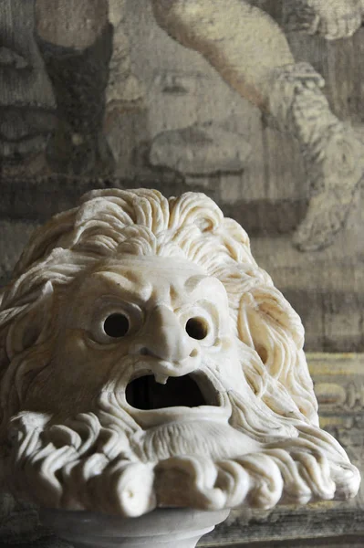 Greek Roman Stlye Theater Mask Sculpture — Stock Photo, Image
