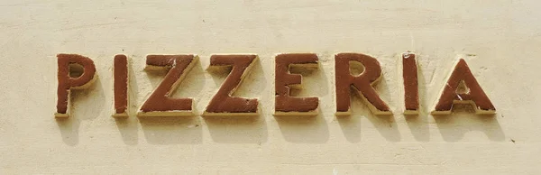 Altes Pizzeria Schild Einer Mauer Italien Handgefertigt Aus Keramik — Stockfoto
