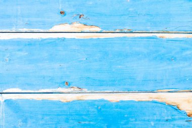 Yıpranmış mavi ahşap duvar - mavi boyalı arka plan ve alternatif inşaat malzemesi - dış çit yapısında ahşap desenli panel - eski moda arka plan deseni - grafik içeriği