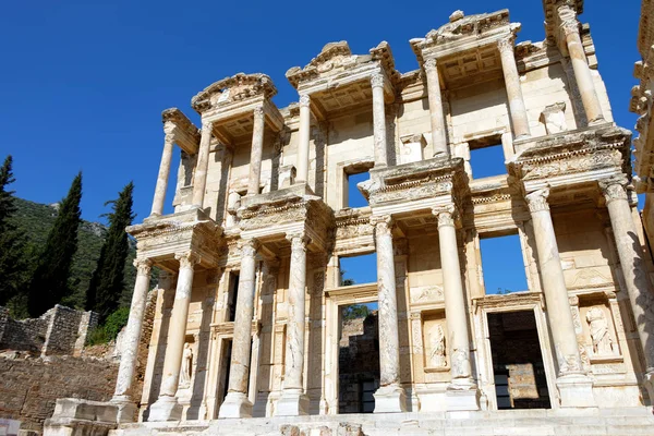 Ephesus Celsus Library Celcus Flugbibliotek Medusa Huvud — Stockfoto