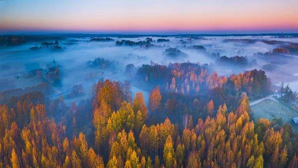 Панорамний вид з туман на осінь, Литва — стокове фото