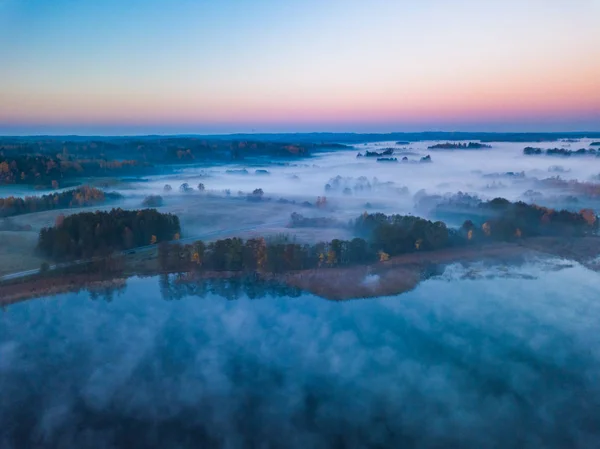 Панорамний Вид Туманом День Осені Литві — стокове фото