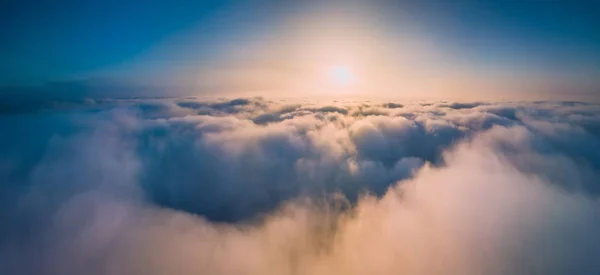 Πανοραμική Αεροφωτογραφία του ομίχλη στο φθινόπωρο, Λιθουανία — Φωτογραφία Αρχείου