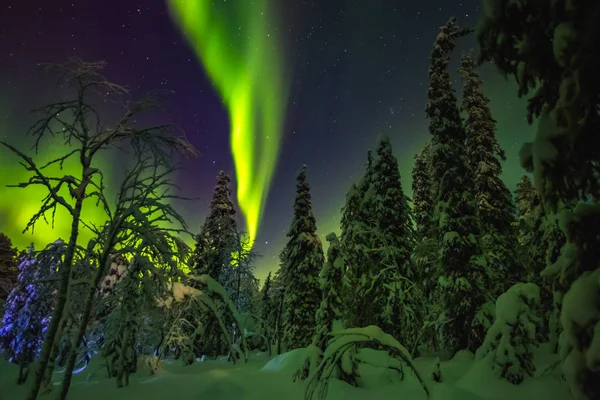 Luci settentrionali in Lapponia finlandese — Foto Stock